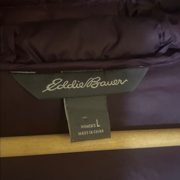 Eddie Bauer EB550 Purple down puffer parka Jacket size large full zip - Picture 6 of 7